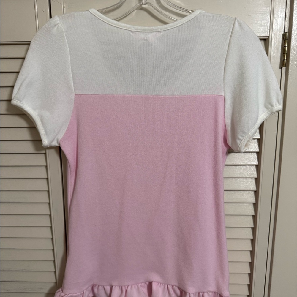 Ancoco pretty pink bow ruffle lace shirt sleeve top - Picture 3 of 8